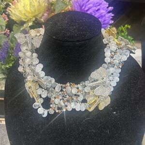 Sassy Jones Babar Silver and Gold Beaded Necklace with 12 detachable broaches